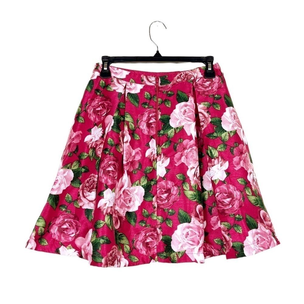 My Michelle Rose Pink Floral Pleated Puffy Twirl Skater Skirt Size 9